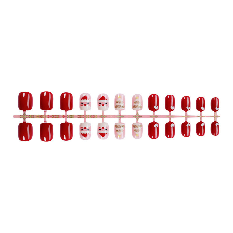 Urlaubs-Themen Press-On Nail Set mit lustigen Weihnachtsmann- und Herzdesigns Karnz