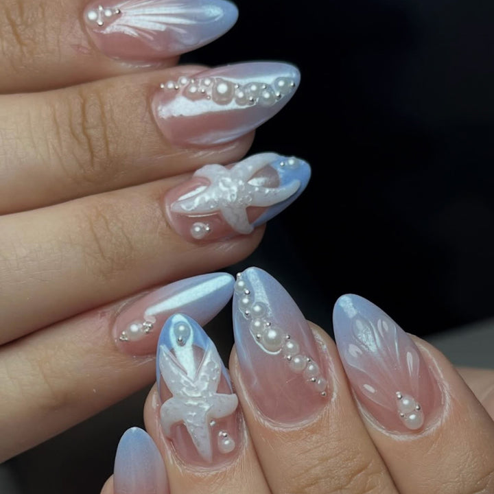 Elegante Perlen Acryl Nagelkunst Karnz