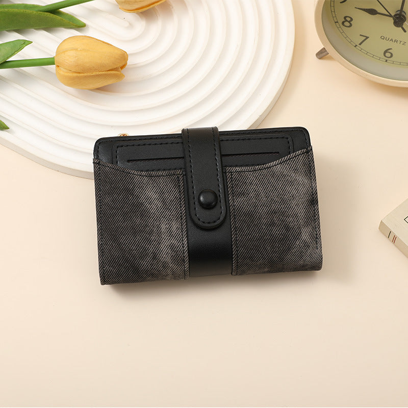 Texturiertes Multi-Topf-Snap-Verschluss-Wallet Karnz