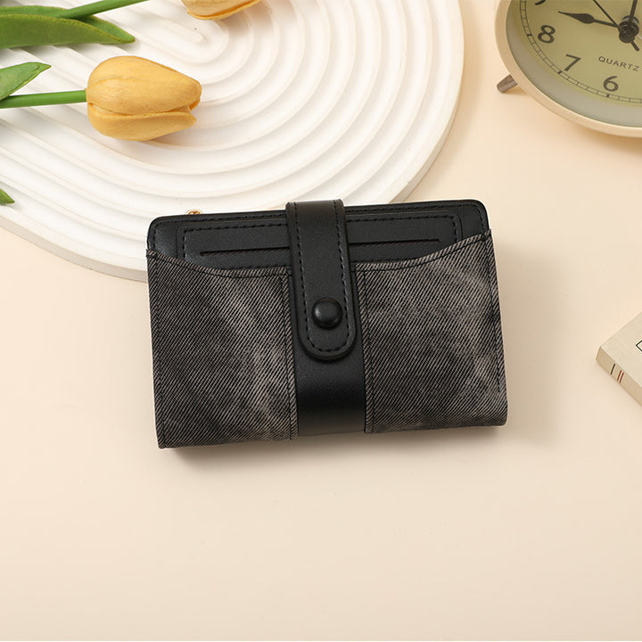Texturiertes Multi-Topf-Snap-Verschluss-Wallet Karnz