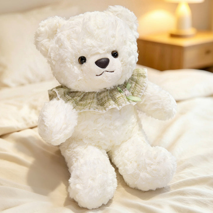 Locken-Fell Teddybär mit Rüschenschal und gestickter Nase Karnz