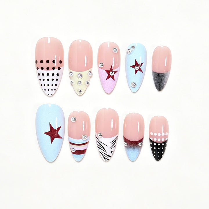 Künstlerische Stiletto Press-On Nagelkunst Kollektion Karnz