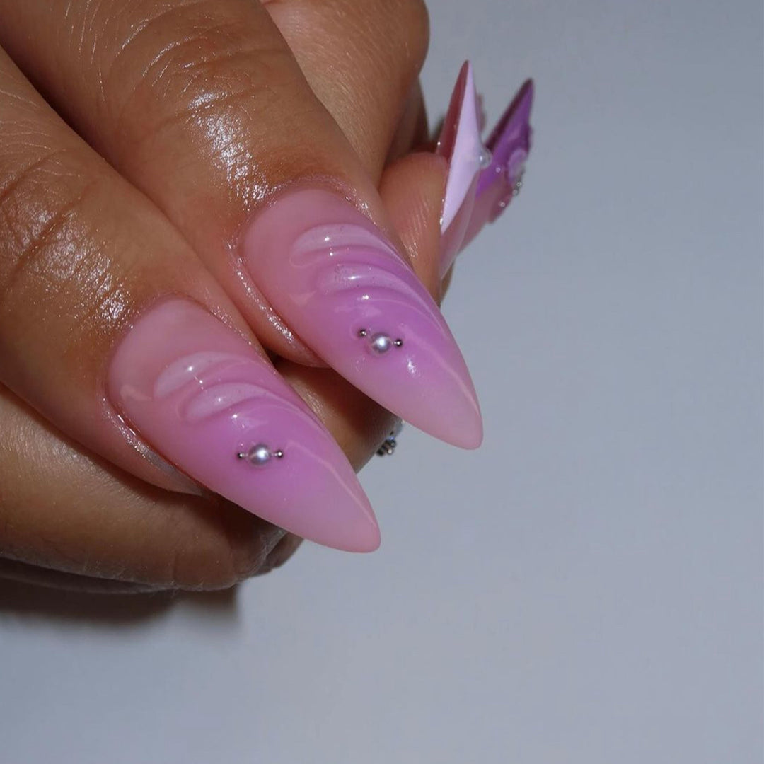 3D Dekorative Florale Press-On Nagelverlängerungen Karnz