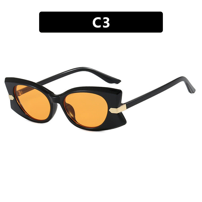 Damen Cat-Eye Sonnenbrille mit stilvollem Einsatz aus Metall und UV-Schutz Karnz