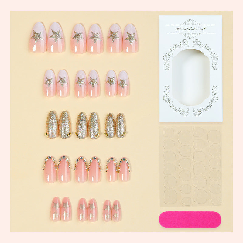 Glamouröse Press-On Nagelkunst Set mit Strassakzenten Karnz