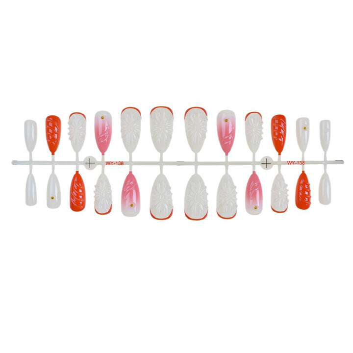 Handgefertigtes Blumen Press-On Nagelset Karnz