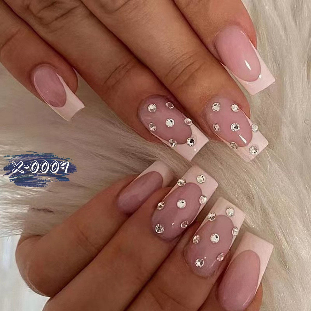 Dekoratives Strass Französisch-Spitze Nagelkunst-Set