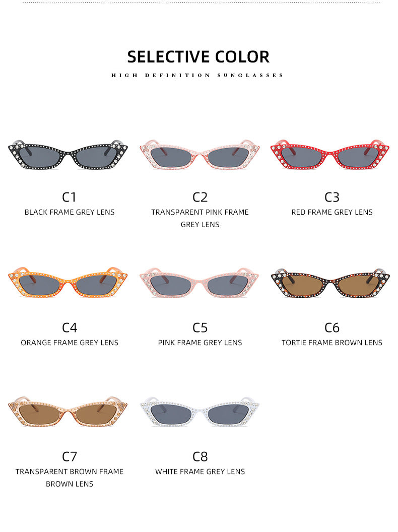 Damen extravagante Cat-Eye Sonnenbrille mit Kristallverzierung Karnz