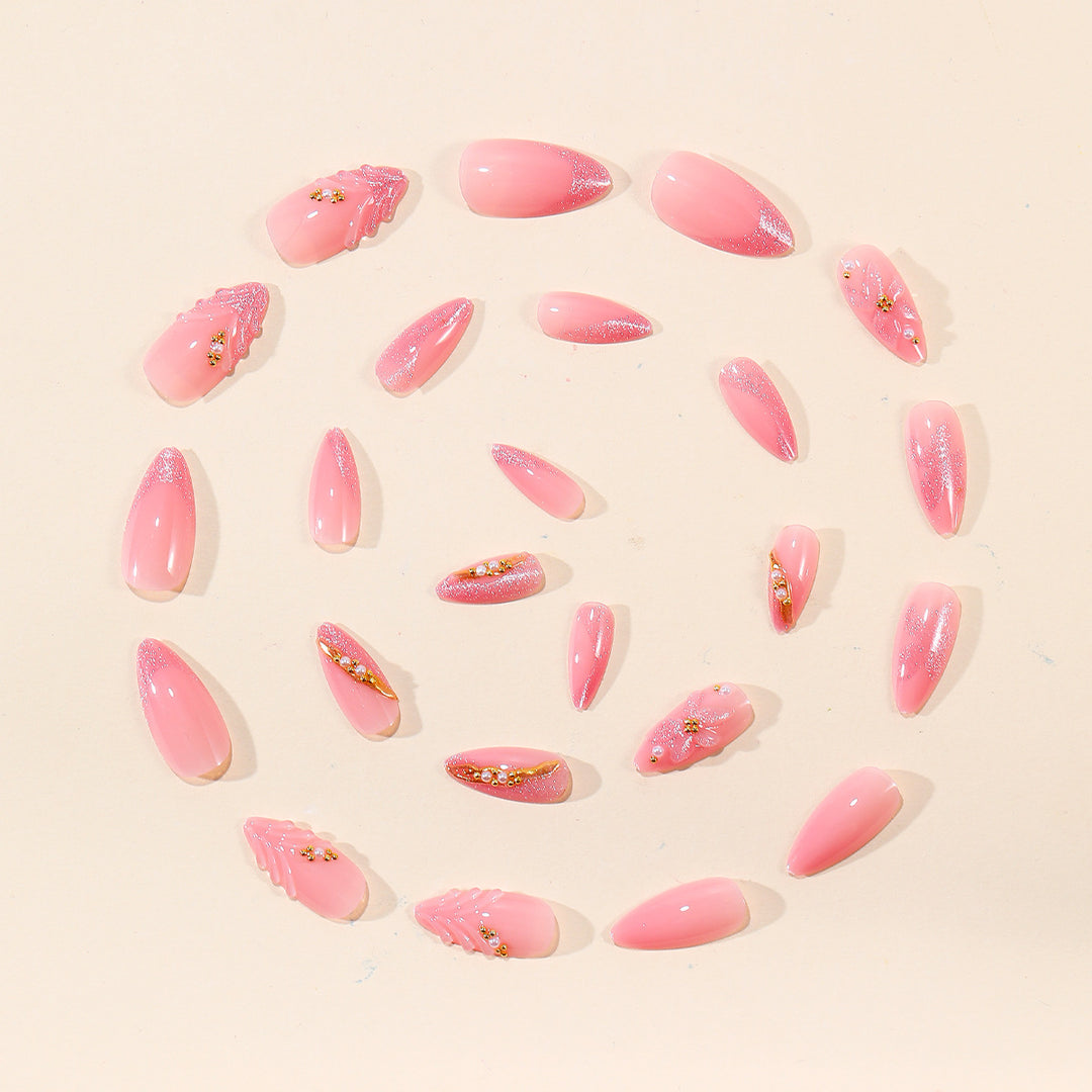 Elegante Florale 3D Acryl Nagelverlängerungen Karnz