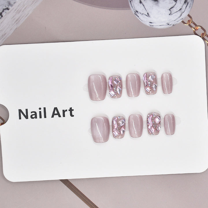 Elegante, glitzernd dekorierte Press-On-Nagelset Karnz