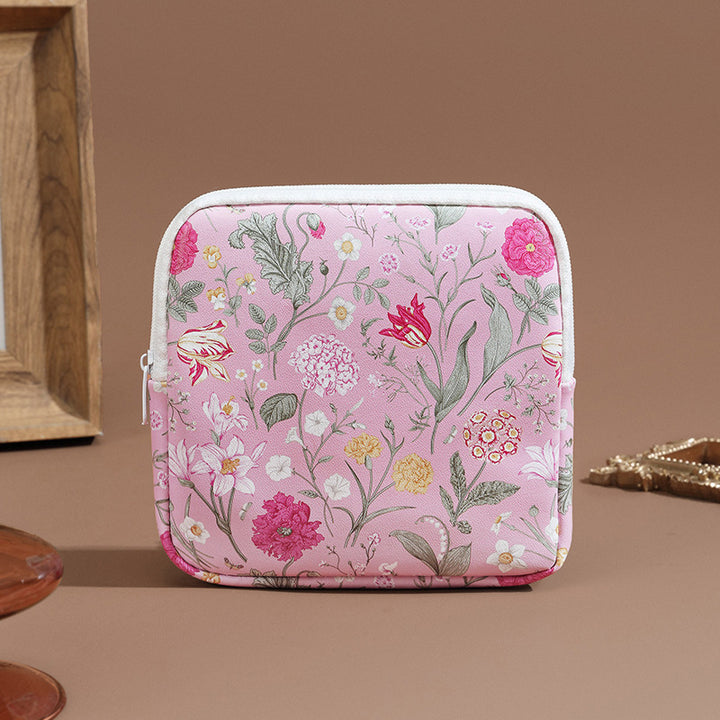 Blumenmuster Reißverschluss-Make-up-Tasche