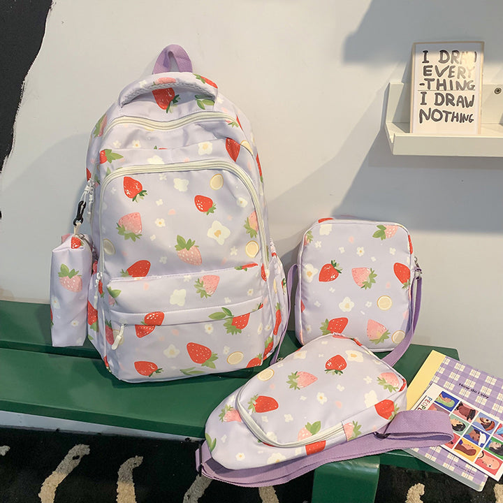 Stylische Erdbeerprint-Rucksack-Set
