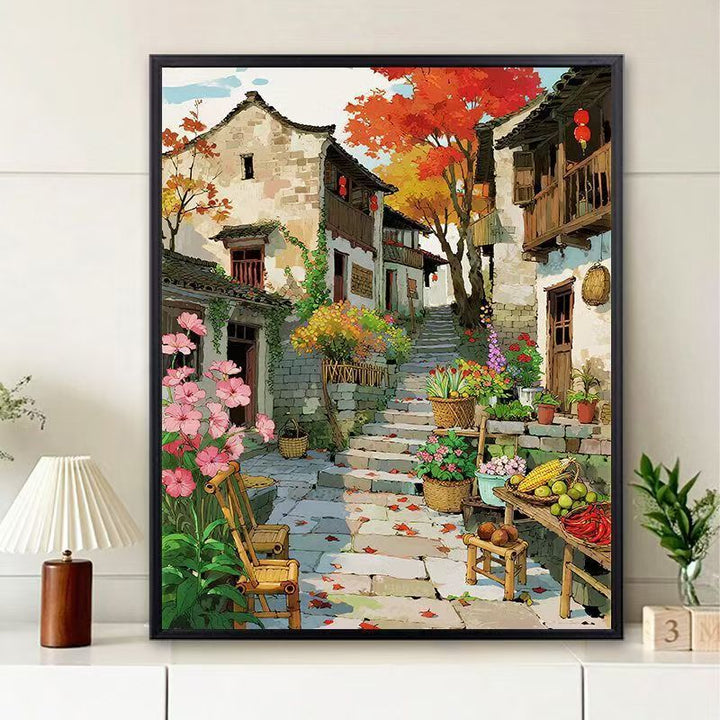 Scenic Village Landschaft Kunstdruck Karnz