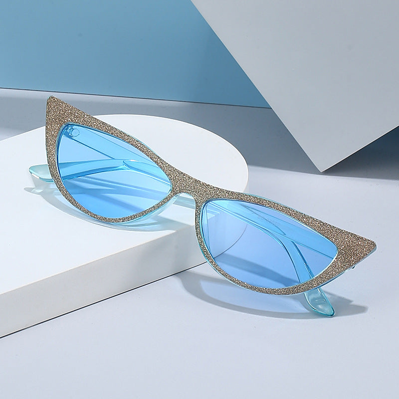 Damen Cat-Eye Sonnenbrille mit glitzerndem Rahmen Karnz