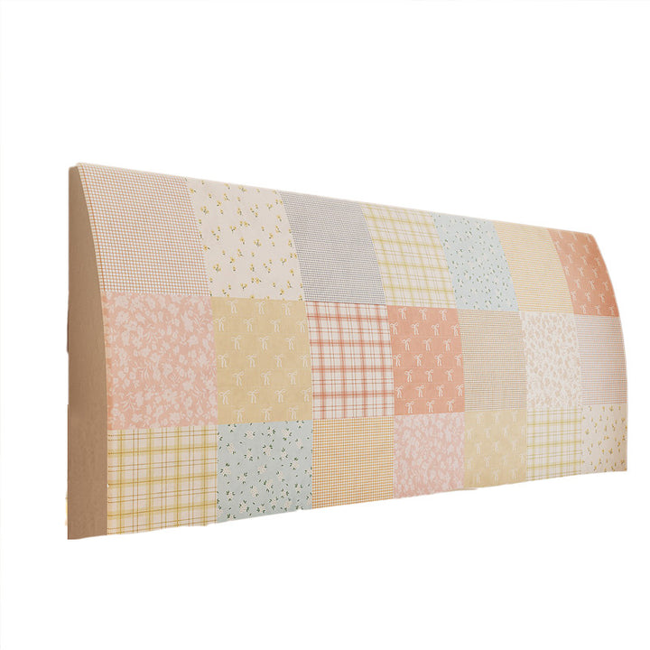 Patchwork Upholstered Headboard Slipcover with Quilted Floral and Plaid Panels
