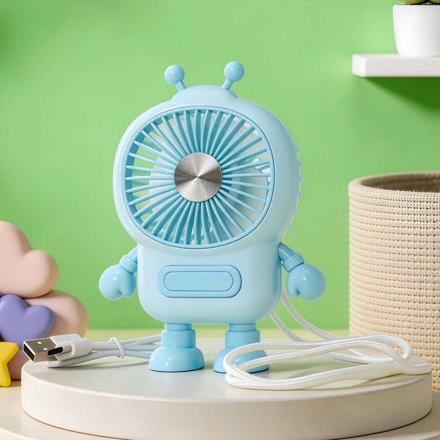 Damen Tragbarer USB Mini-Ventilator im kreativen Roboterdesign Karnz