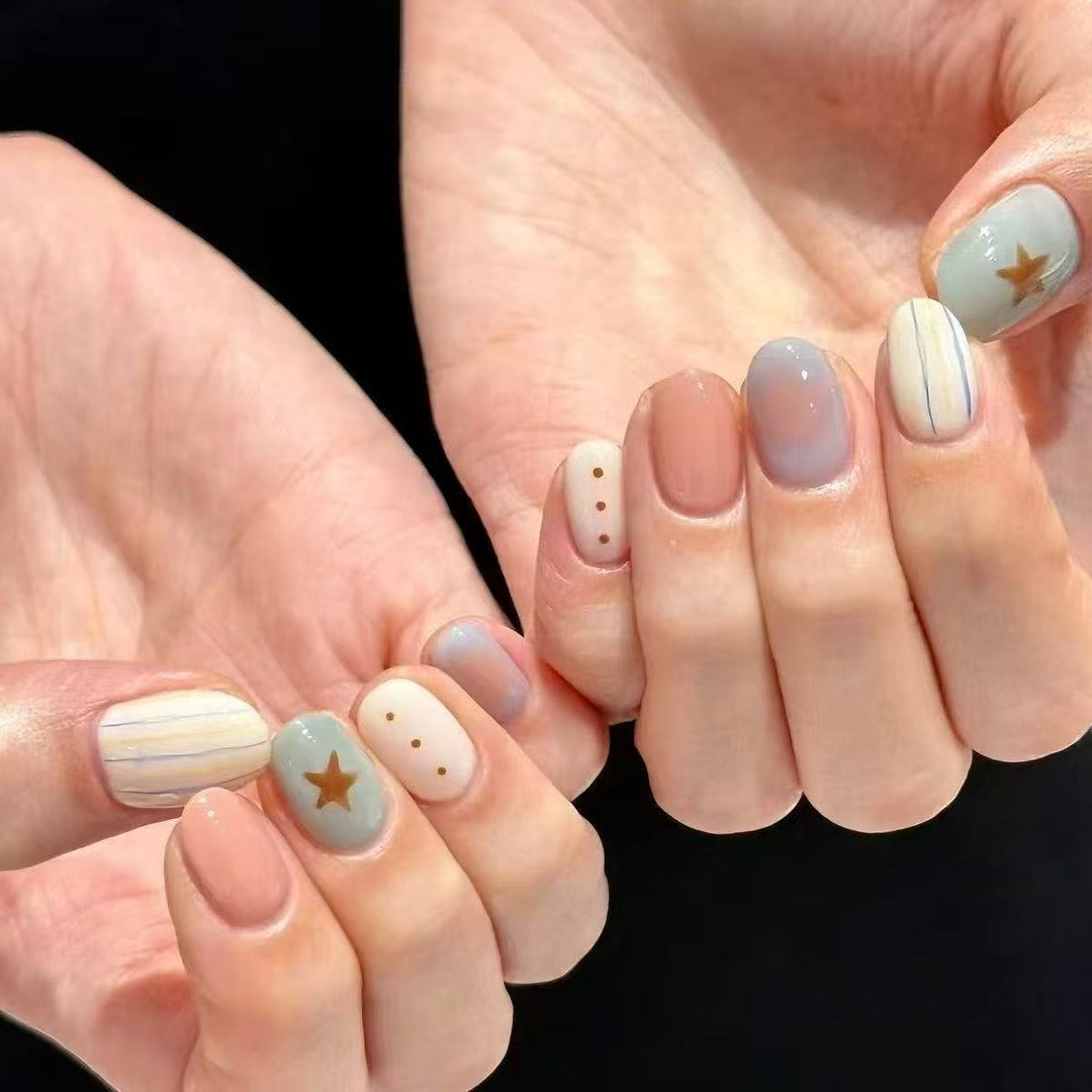 Künstlerisches katzenmotiviertes Press-On-Nagelkunstset Karnz