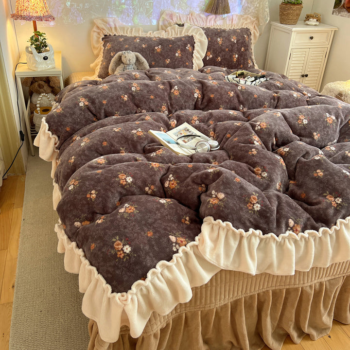 Plüsch Floral Rüsch Komfortbett-Set