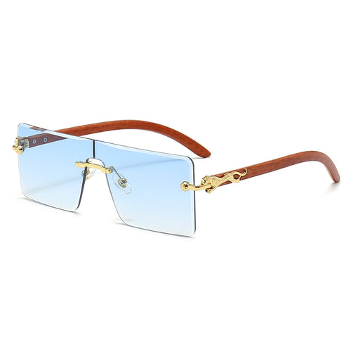 Damen oversized modische Sonnenbrille mit luxuriösen Holz- und Metallelementen Karnz