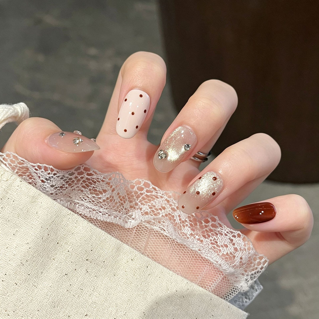 Premium Strass-Besetzte Press-On Nagelkunst Karnz