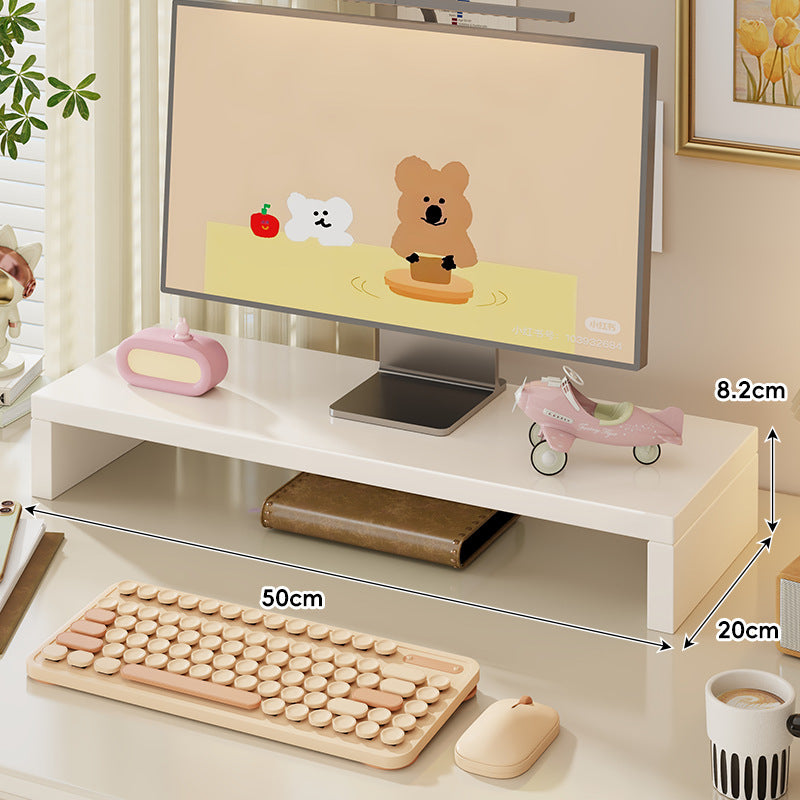 Breite Massivholz Gebogener Desktop Monitorständer mit Unterregalablage
