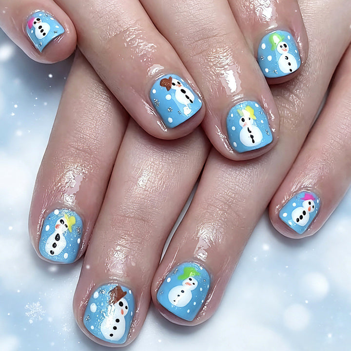Saisonale Schneemann Press-On Nagelkunst Karnz