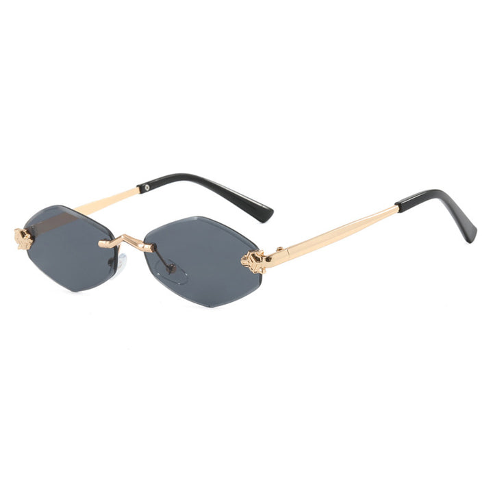 Damen geometrische Sonnenbrille mit doppeltem Metallrahmen und schützenden Gläsern Karnz