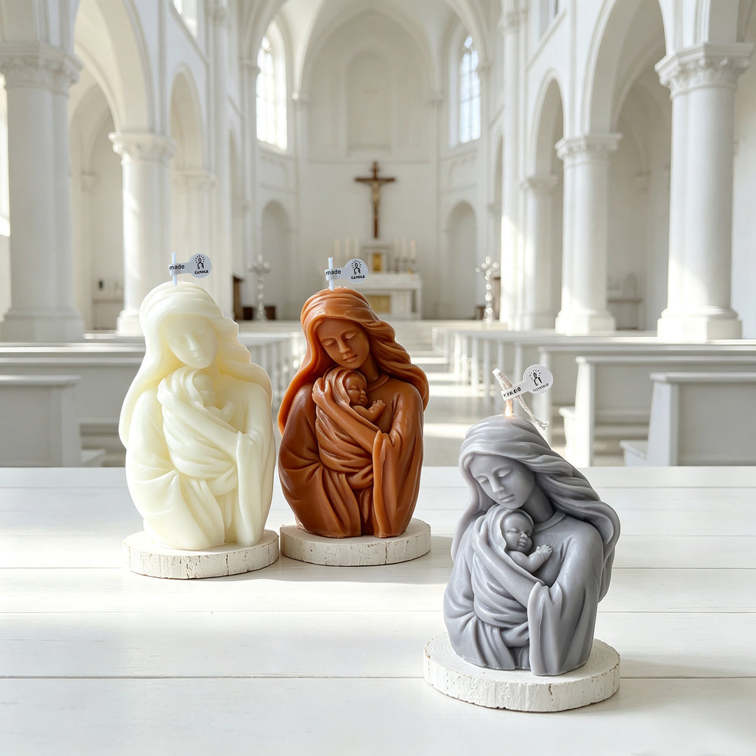 Skulptierte Jungfrauen-Maria Kerzenhalter