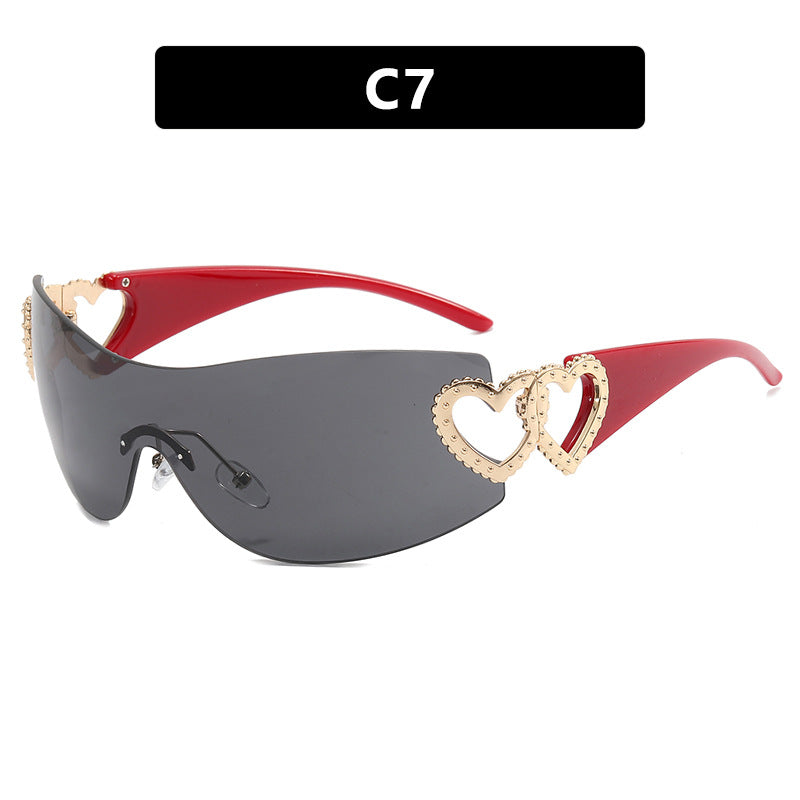 Damen Fashion-Sonnenbrille mit Herz-Applikationen Karnz