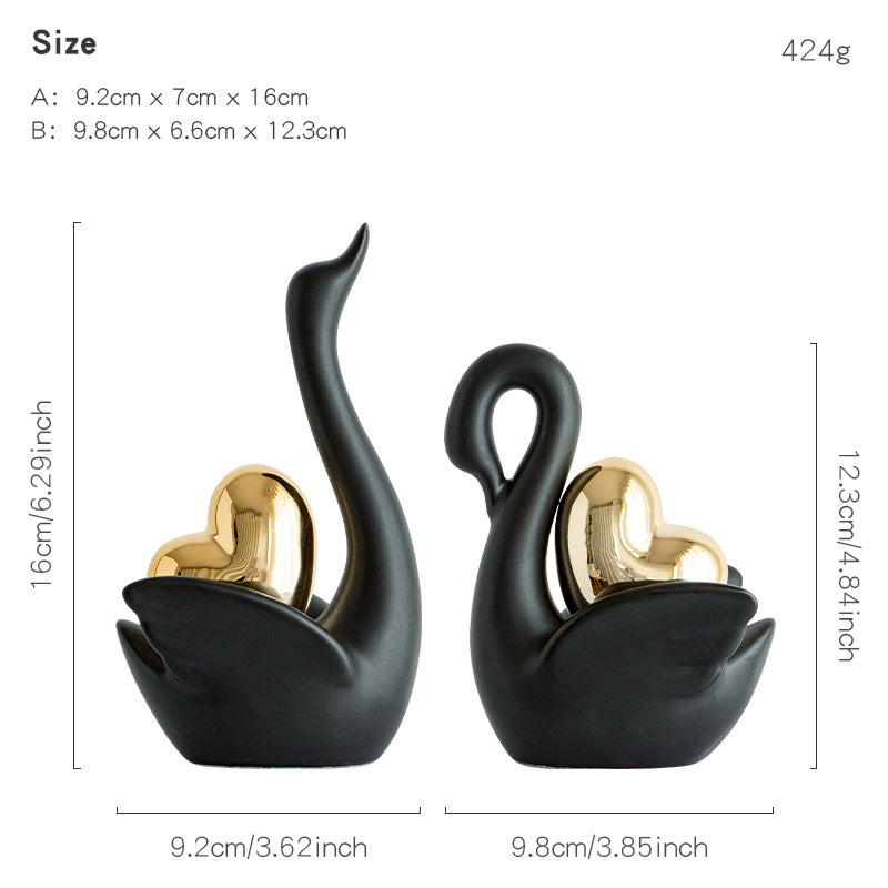 Elegante und romantische Schwäne Dekorationsfigur Karnz