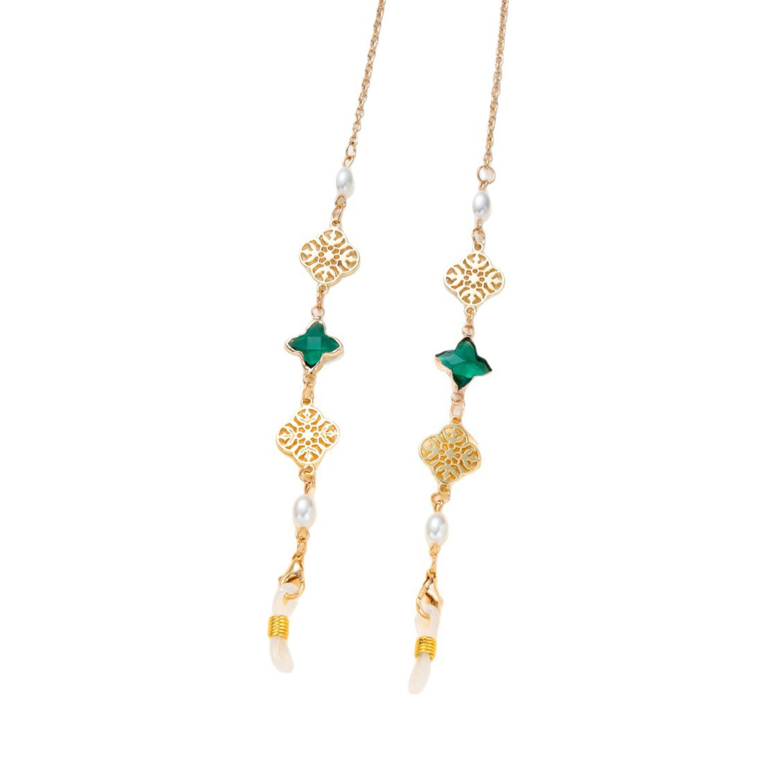 Elegante Edelstein- und Perlen-Brillenband Karnz