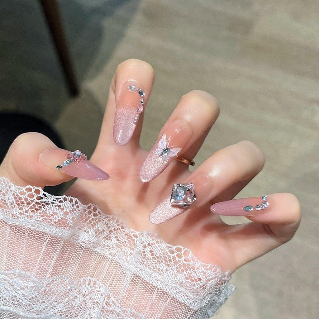 Elegante kristallverzierte Press-On Nägel Karnz