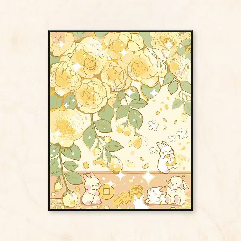 Verspielter Floral- und Tier-Themen Leinwand Kunstdruck Karnz