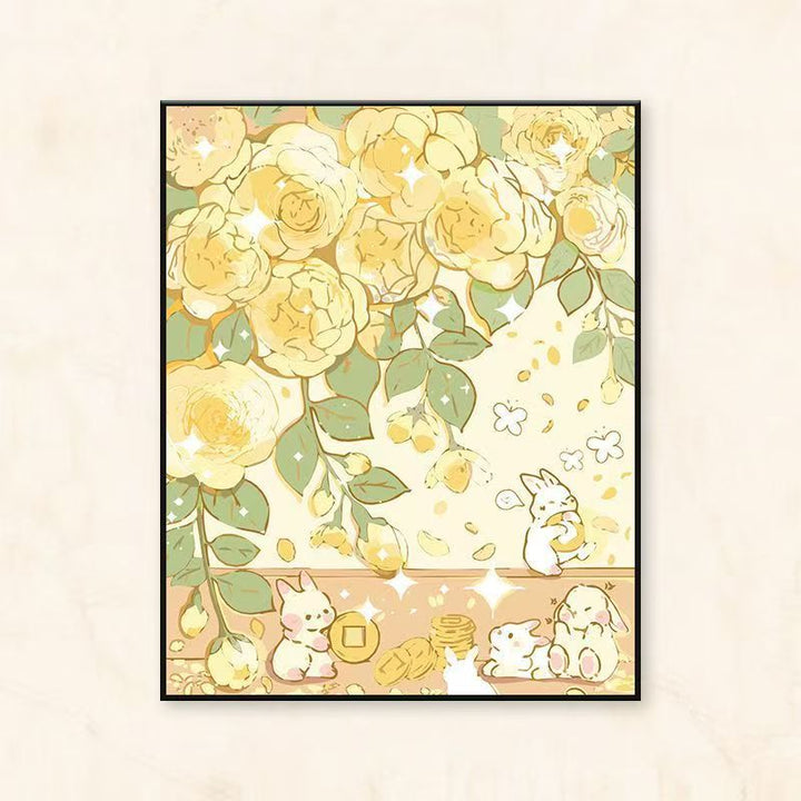 Verspielter Floral- und Tier-Themen Leinwand Kunstdruck Karnz