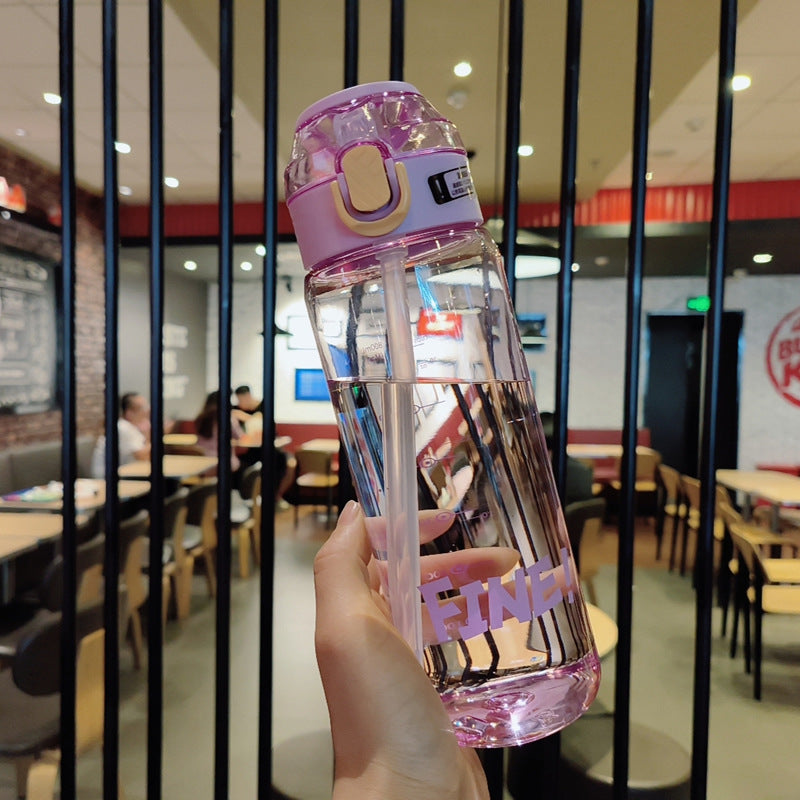 Damen Ergonomische Trinkflasche mit integriertem Strohhalm Karnz