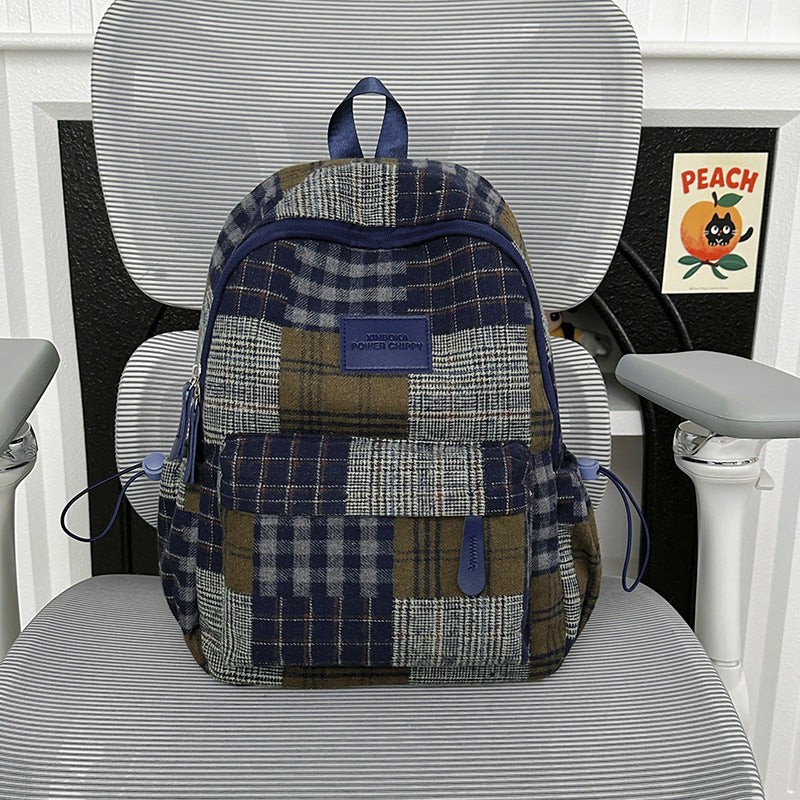 Stylische Vintage Karomuster Rucksack Karnz