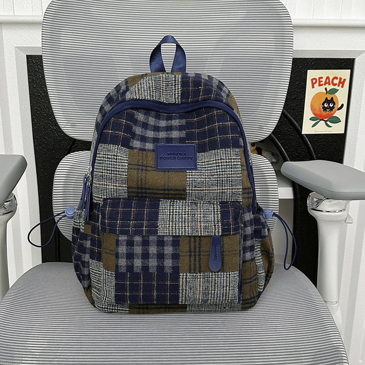 Stylische Vintage Karomuster Rucksack Karnz