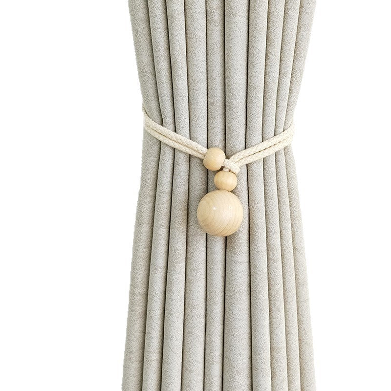 Eleganter Vorhanghalter mit Holzperlen Karnz