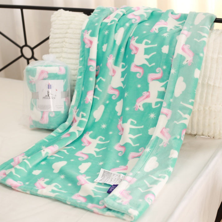 Gemütliche Einhorn-Design Fleece Hoodie Decke