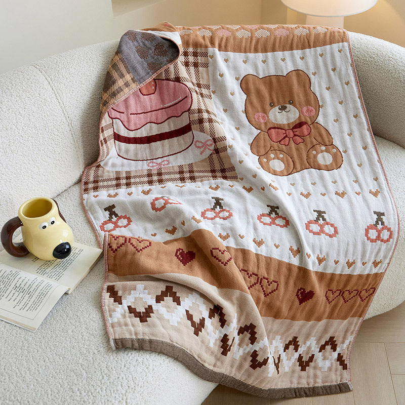 Kuschelige Jacquard-Wohndecke mit niedlichen Hunde- und Katzenmotiven