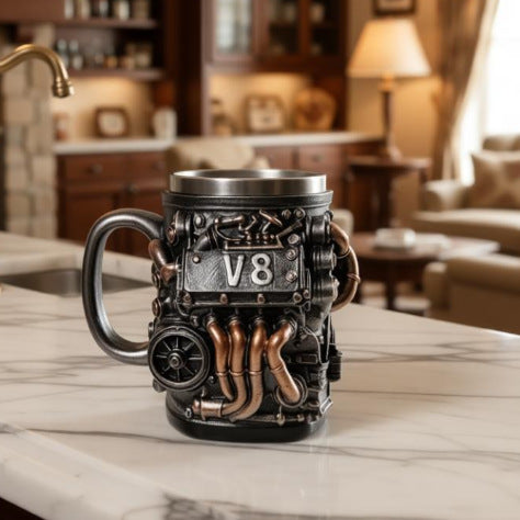 Kaffeebecher im V8 Motor-Design Karnz