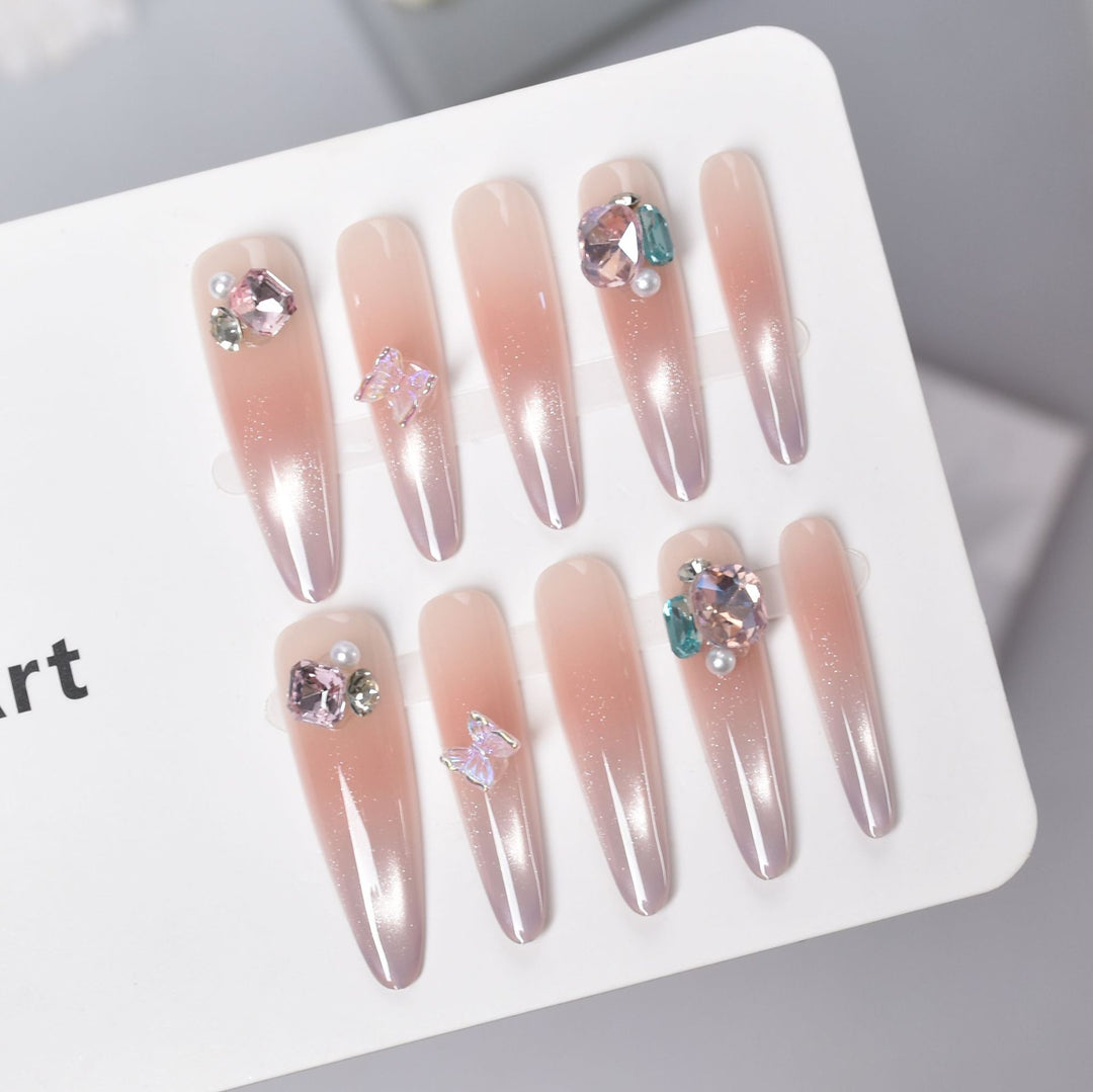 Premium Ombre Glitter Press-On Nail Set Karnz