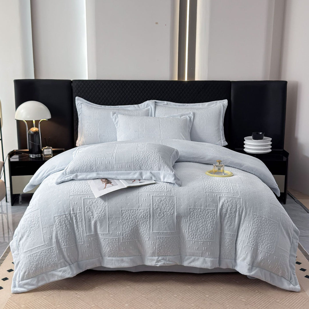 Gepatchtes Steppbett und Kissenbezug-Set