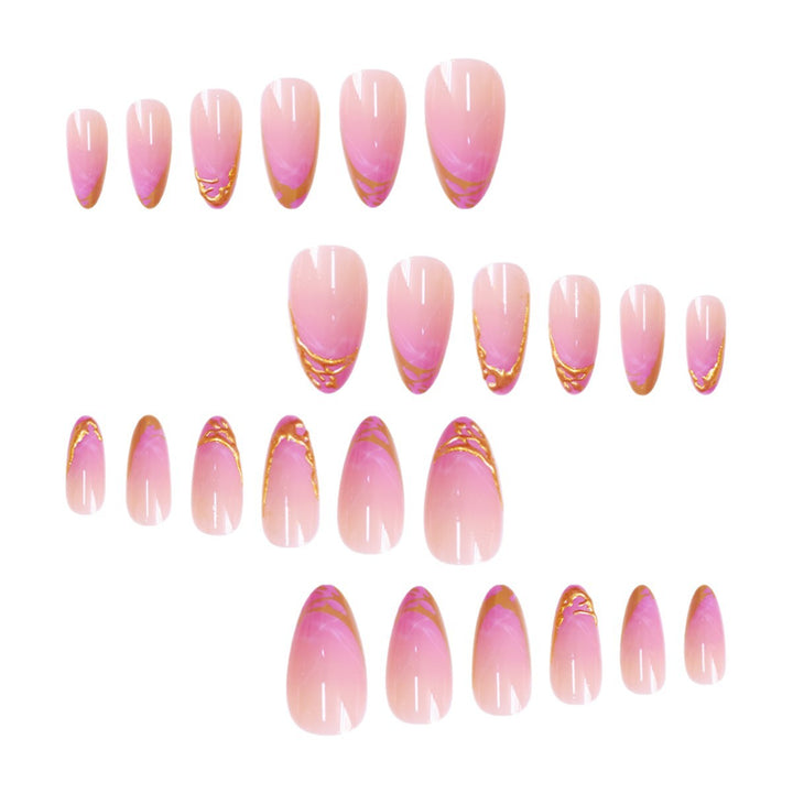 Elegante Stiletto Press-On Nagelverlängerungen mit Goldspitzen-Detail Karnz
