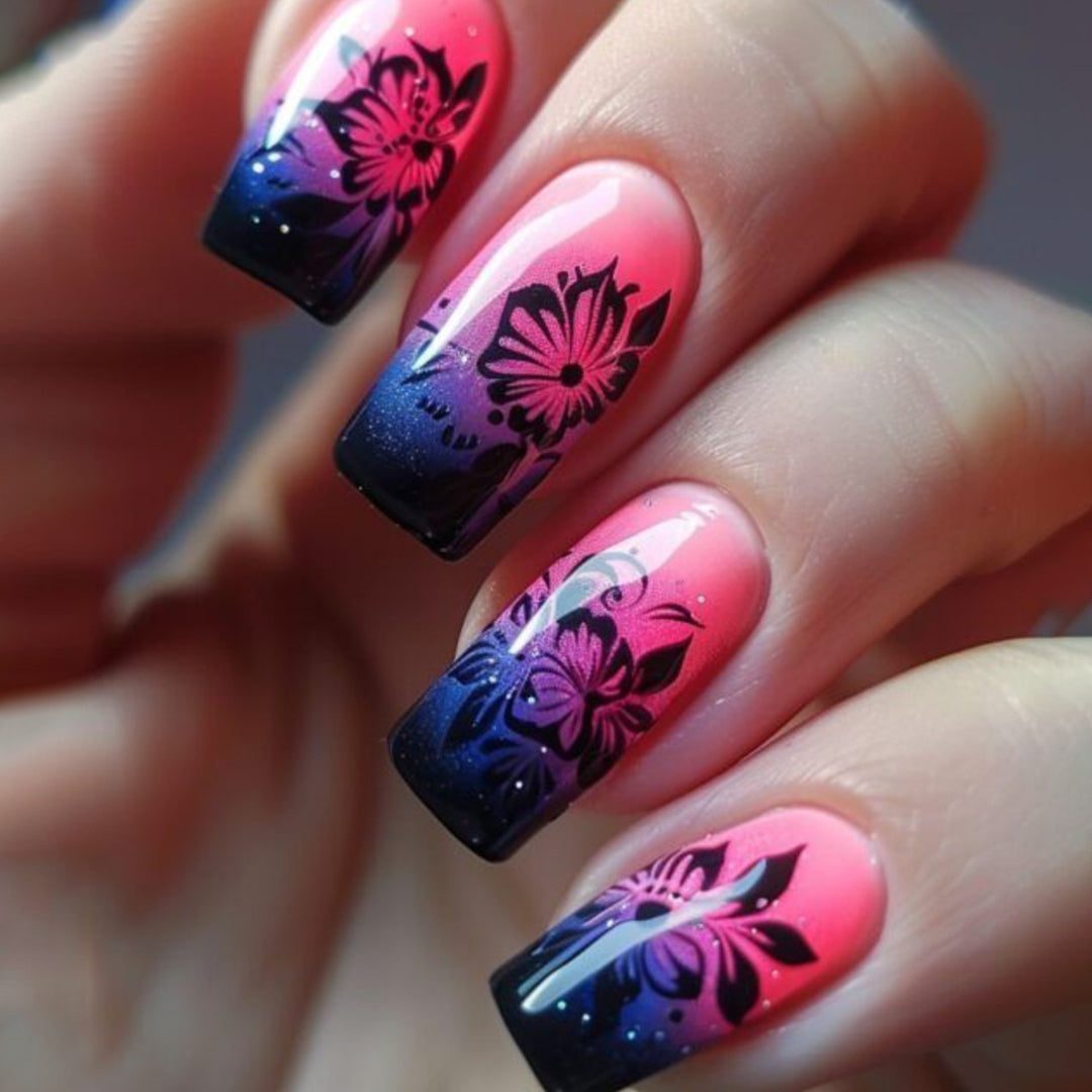 Florale Ombre Acryl Nagel Kunst Extensions Karnz