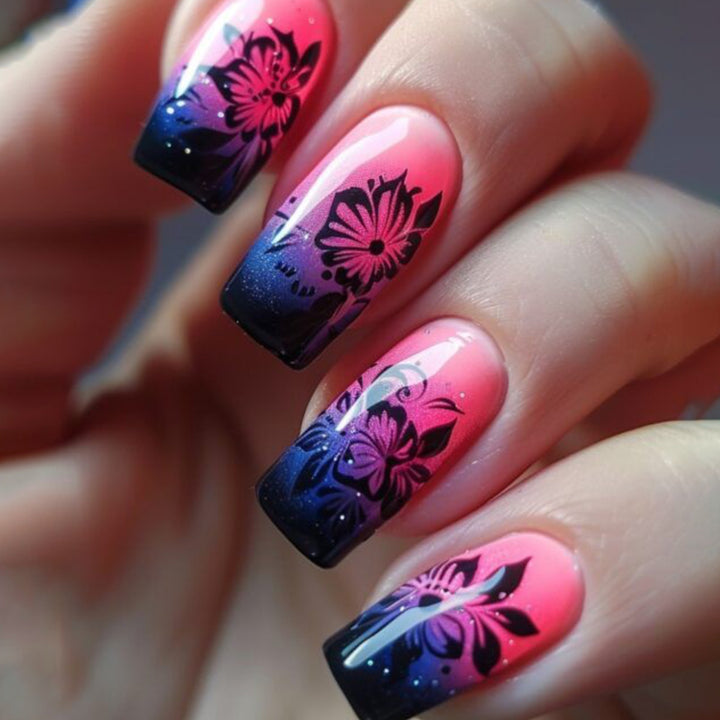 Florale Ombre Acryl Nagel Kunst Extensions Karnz