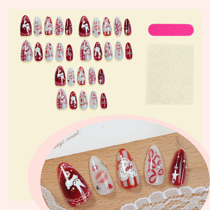 Romantisches Thema Press-On Nagelkunstset Karnz