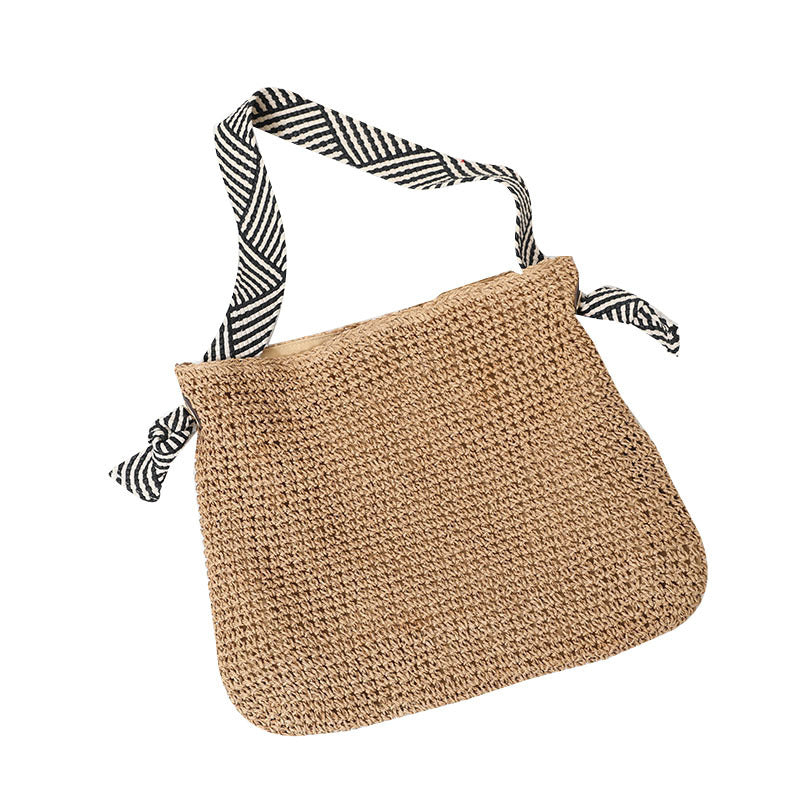 Damen Handtasche mit geflochtenem Design und gemustertem Schulterriemen Karnz