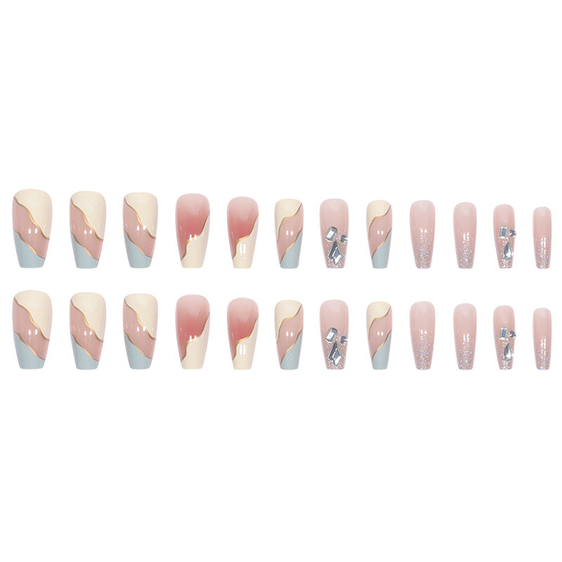 Elegante Stiletto Press-On Nail Art mit geometrischem Design Karnz