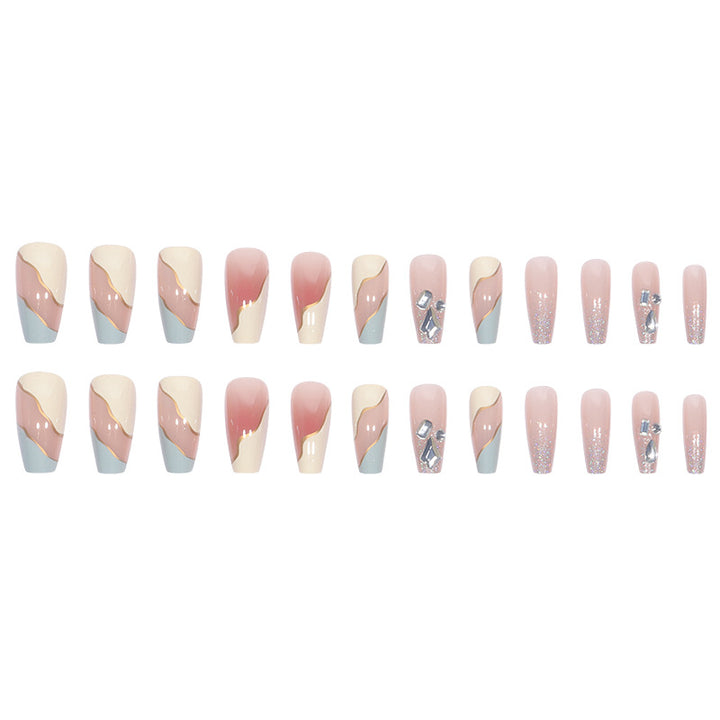 Elegante Stiletto Press-On Nail Art mit geometrischem Design Karnz
